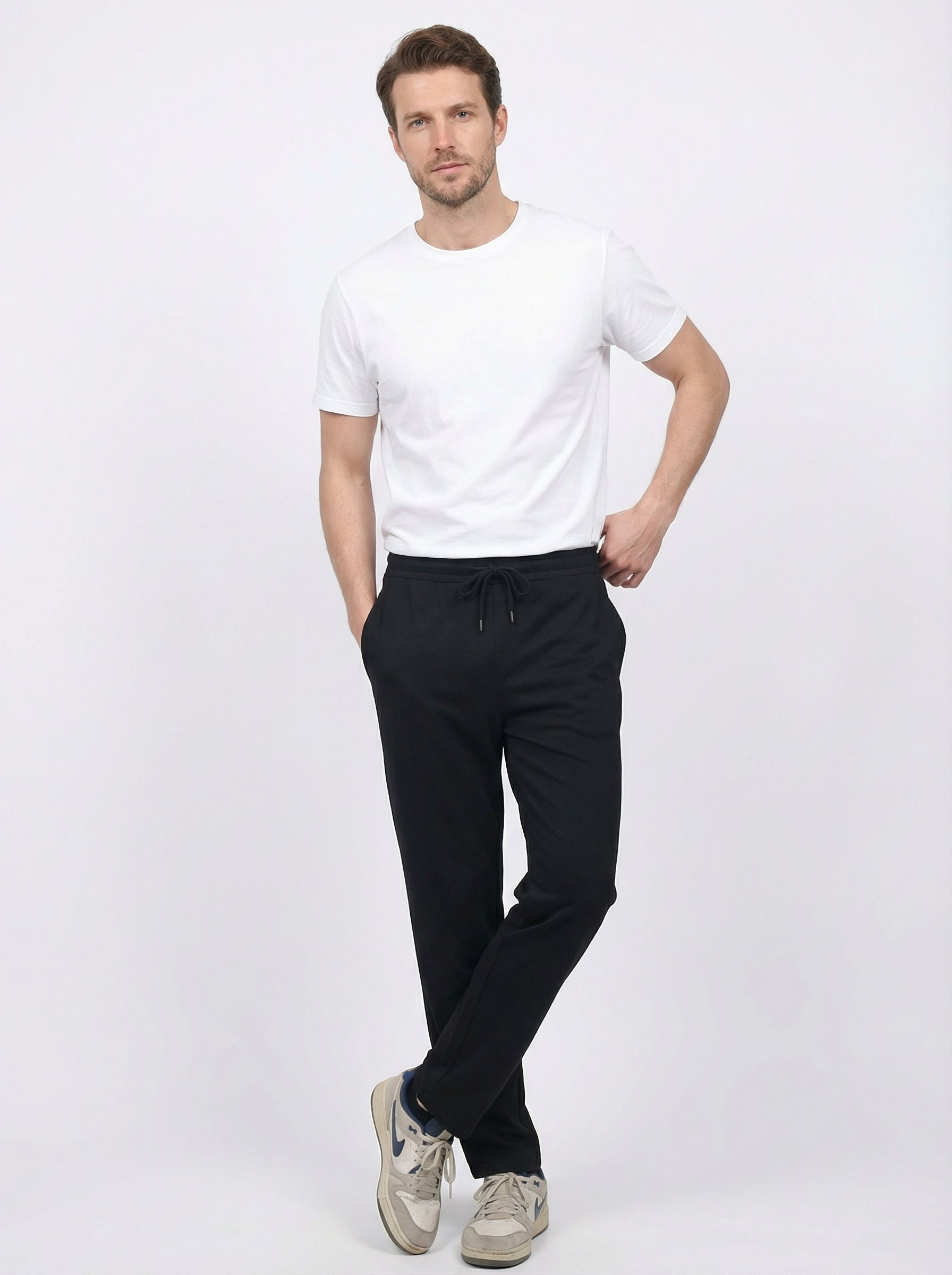 Pantalone Lungo Uomo Casual Morbido in Poliestere e Elastan