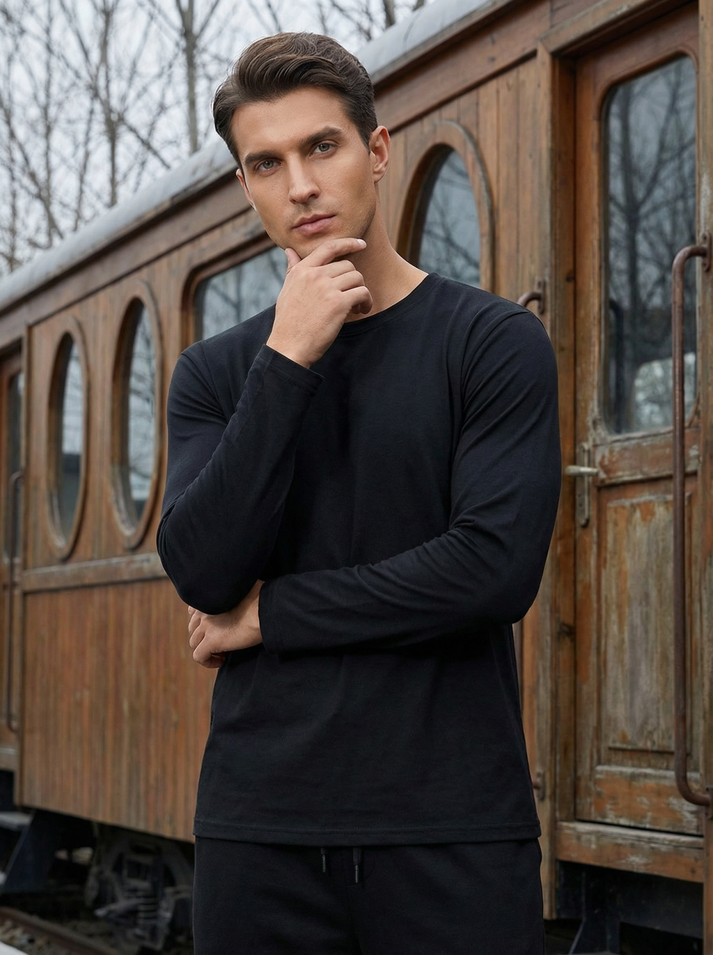 Pantaloni Felpati Larghi Uomo Comfort Fit con Coulisse