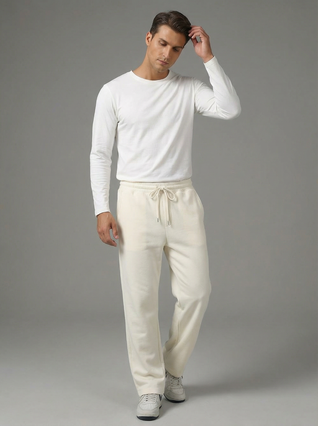 Pantaloni Felpati Larghi Uomo Comfort Fit con Coulisse