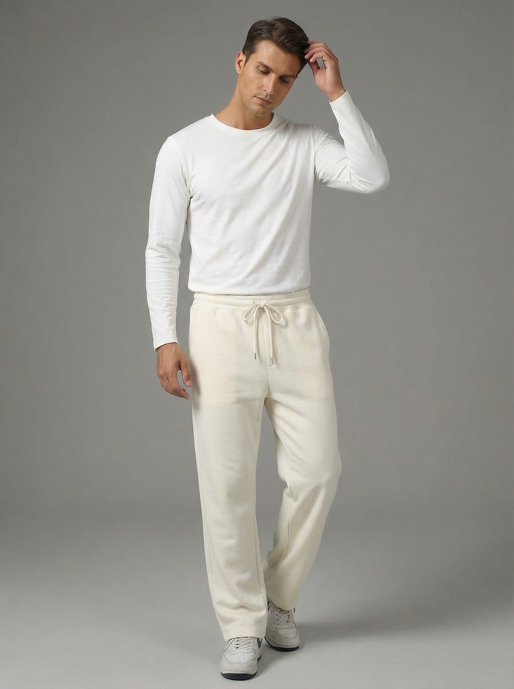 Pantaloni Felpati Larghi Uomo Comfort Fit con Coulisse