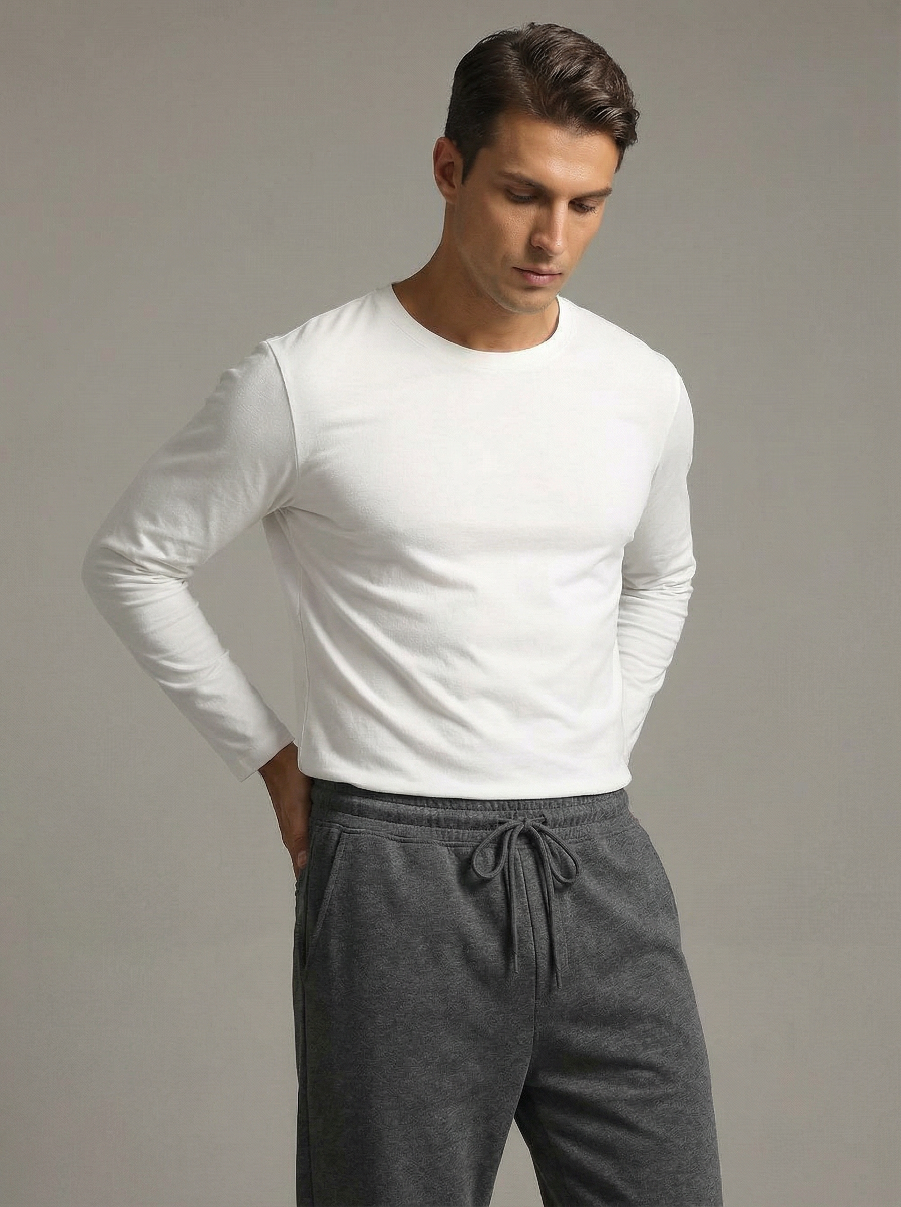 Pantaloni Felpati Larghi Uomo Comfort Fit con Coulisse