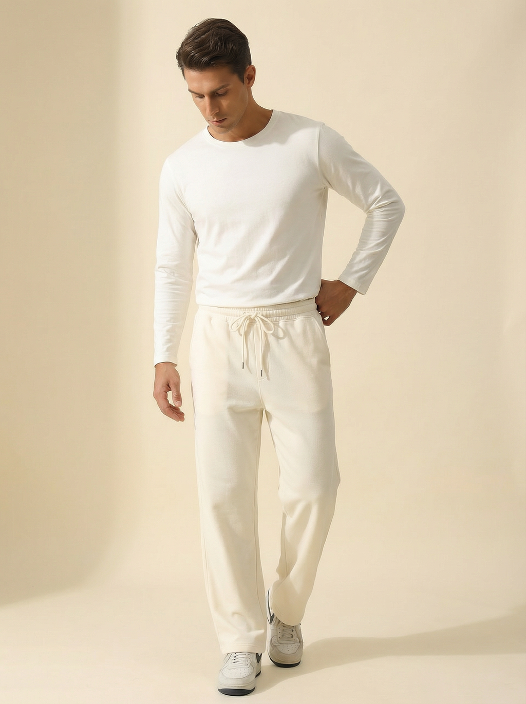 Pantaloni Felpati Larghi Uomo Comfort Fit con Coulisse