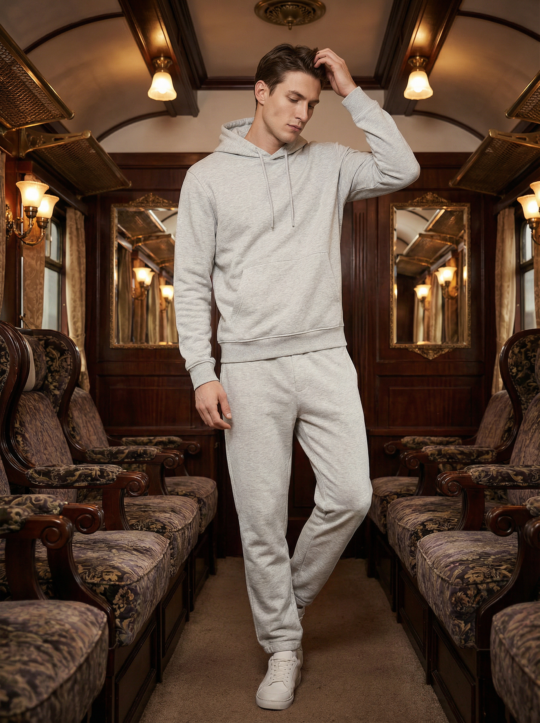 Felpa Nera Uomo con Cappuccio in Pile Morbido e Caldo