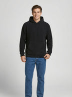 Felpa Nera Uomo con Cappuccio in Pile Morbido e Caldo