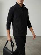 Gilet da Uomo Nero con Collo Alto e Zip Frontale