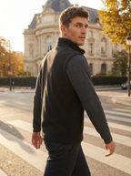 Gilet da Uomo Nero con Collo Alto e Zip Frontale