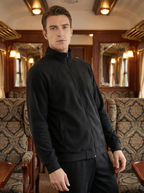 Giacca in Pile Uomo Nera con Cerniera e Collo Alto