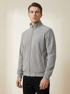 Giacca in Pile Uomo Nera con Cerniera e Collo Alto