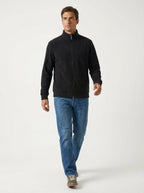 Giacca in Pile Uomo Nera con Cerniera e Collo Alto