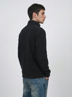 Giacca in Pile Uomo Nera con Cerniera e Collo Alto