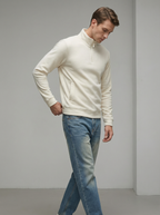 Felpa Uomo Nera Collo Alto in Pile con Mezza Zip