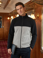 Giacca Uomo in Pile Bicolore con Collo Alto e Cerniera