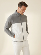 Giacca Uomo in Pile Bicolore con Collo Alto e Cerniera