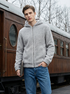 Felpa Uomo con Cappuccio in Pile Morbido e Caldo