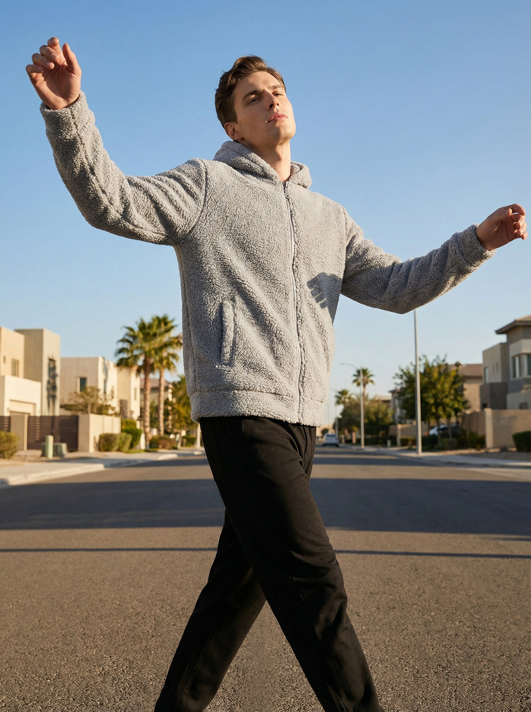 Felpa Uomo con Cappuccio in Pile Morbido e Caldo