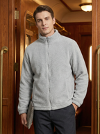 Felpa Uomo Full Zip in Pile Collo Alto Nera