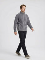 Felpa Uomo Full Zip in Pile Collo Alto Nera