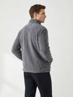 Felpa Uomo Full Zip in Pile Collo Alto Nera