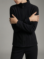 Felpa in Pile Calda con Zip e Collo Alto Donna