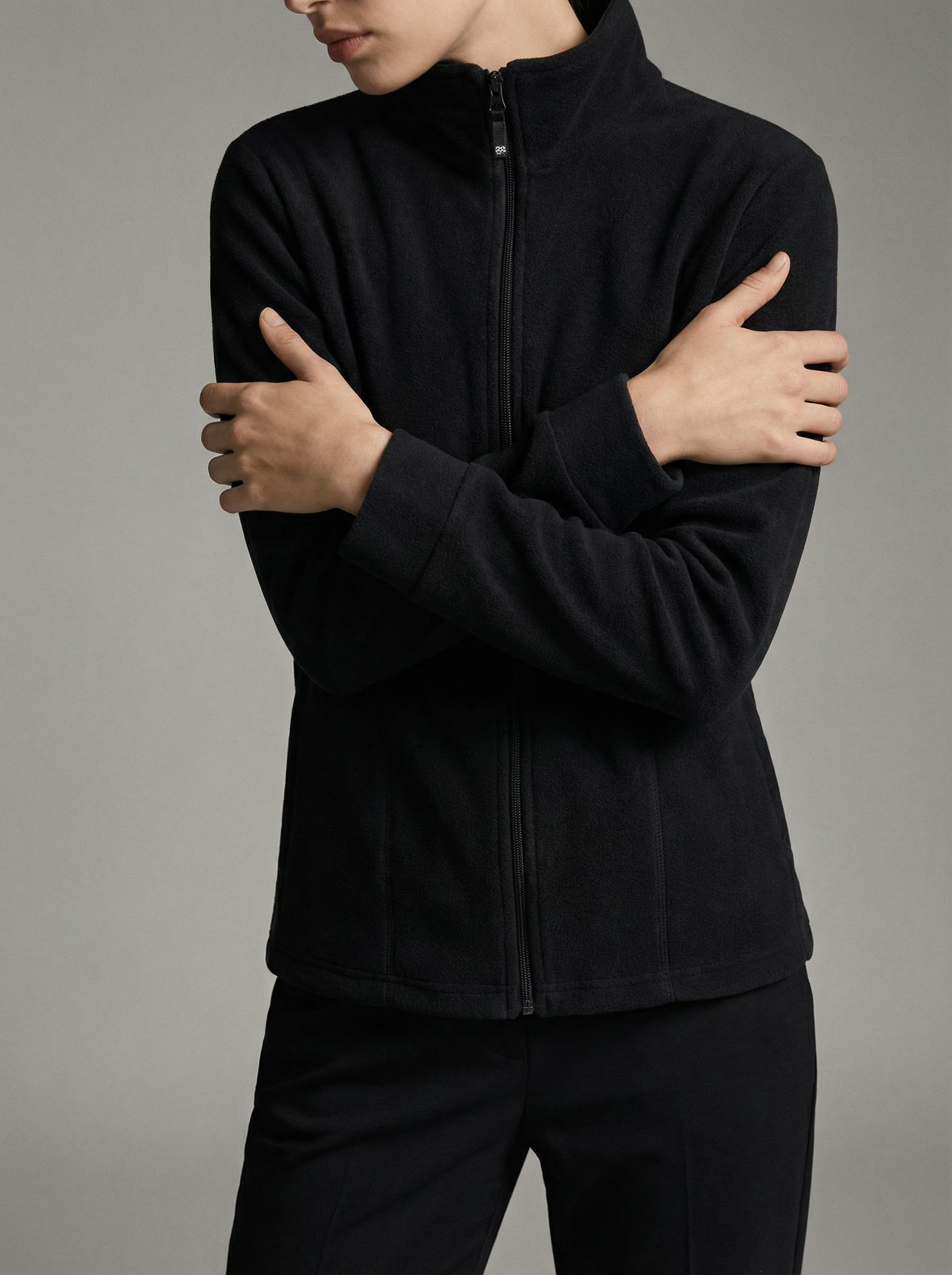 Felpa in Pile Calda con Zip e Collo Alto Donna