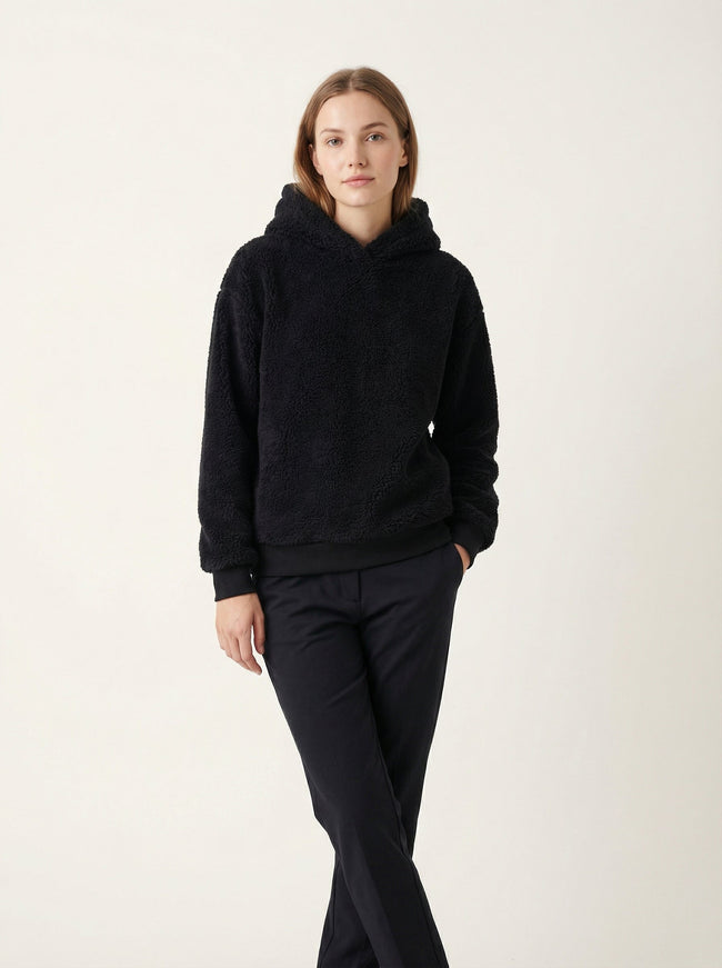 Felpa con Cappuccio in Morbido Pile Sherpa per Inverno Hover Image