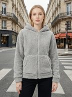 Felpa Donna con Cappuccio Full Zip in Morbido Pile Sherpa