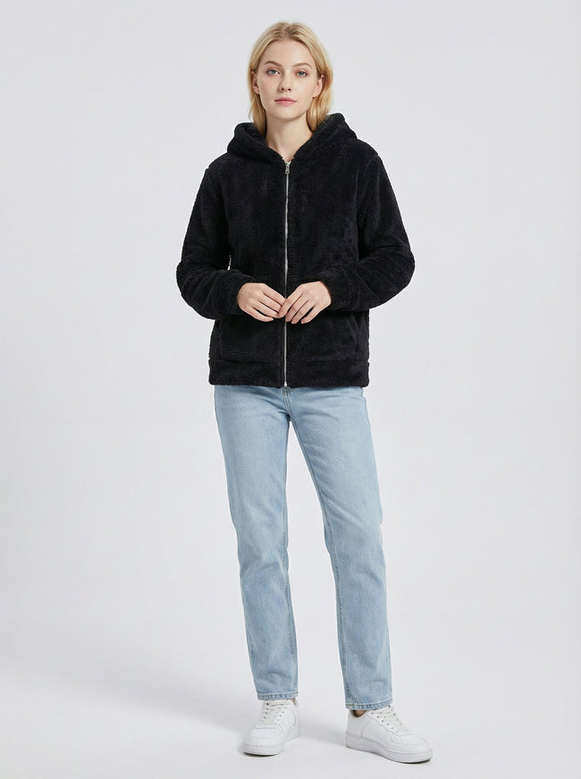 Felpa Donna con Cappuccio Full Zip in Morbido Pile Sherpa Main Image