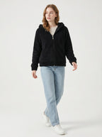 Felpa Donna con Cappuccio Full Zip in Morbido Pile Sherpa