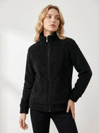Giacca Teddy Fleece Collo Alto Full Zip Calda e Confortevole
