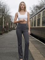 Pantaloni a Zampa Vita Alta Micro Svasati Effetto Snellente