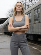 Pantaloni a Zampa Vita Alta Micro Svasati Effetto Snellente