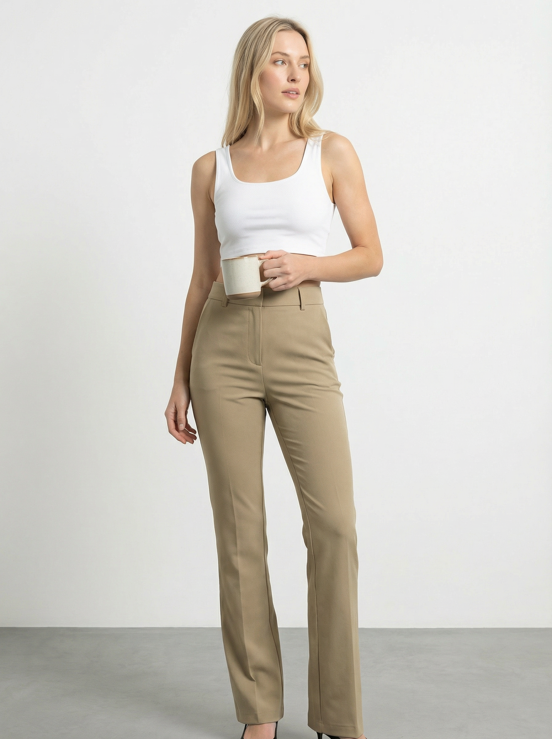 Pantaloni a Zampa Vita Alta Micro Svasati Effetto Snellente