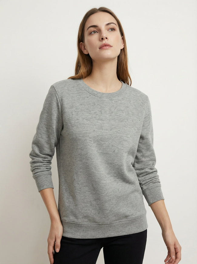 Felpa Girocollo Calda e Morbida in Misto Cotone Felpato Hover Image