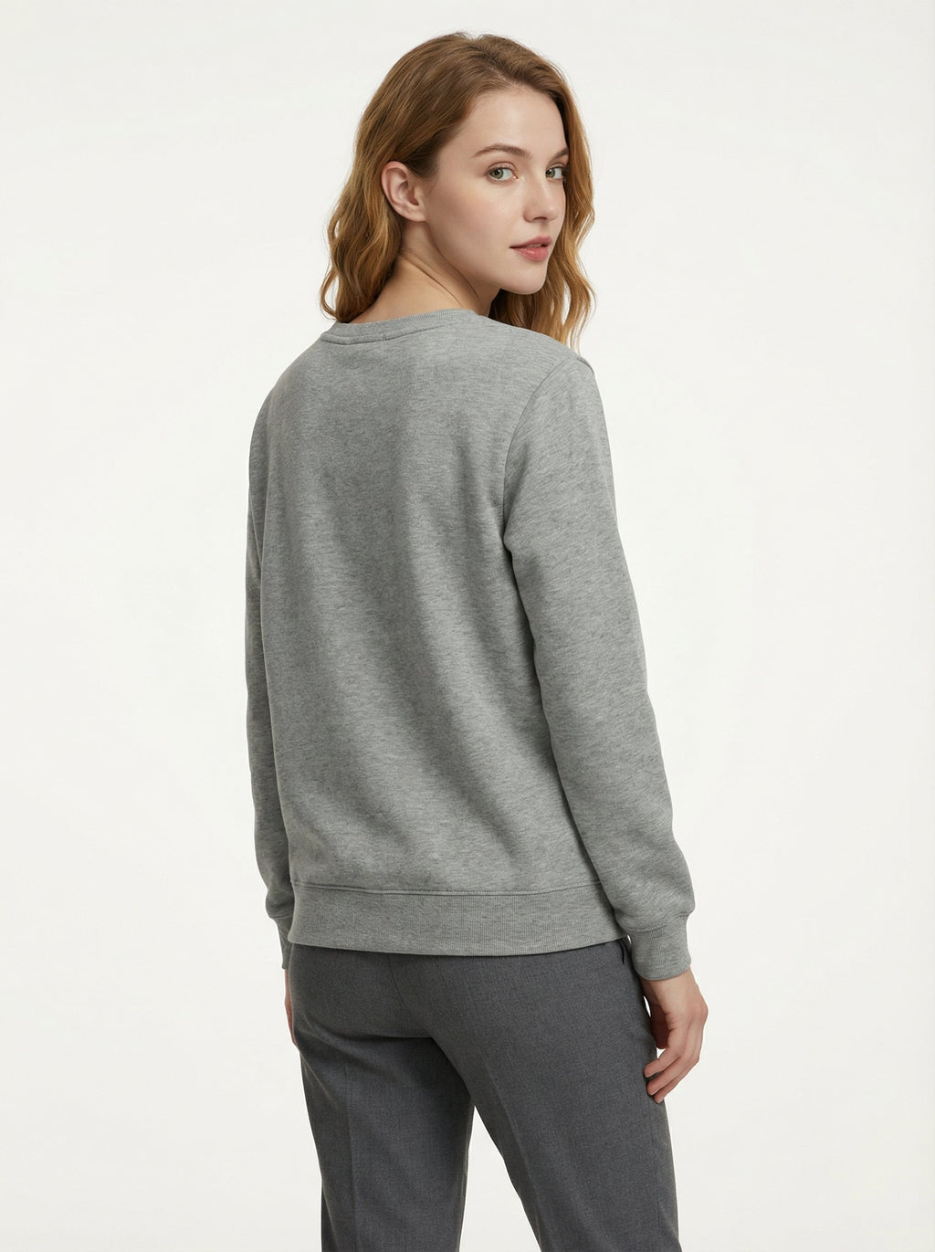 Felpa Girocollo Calda e Morbida in Misto Cotone Felpato