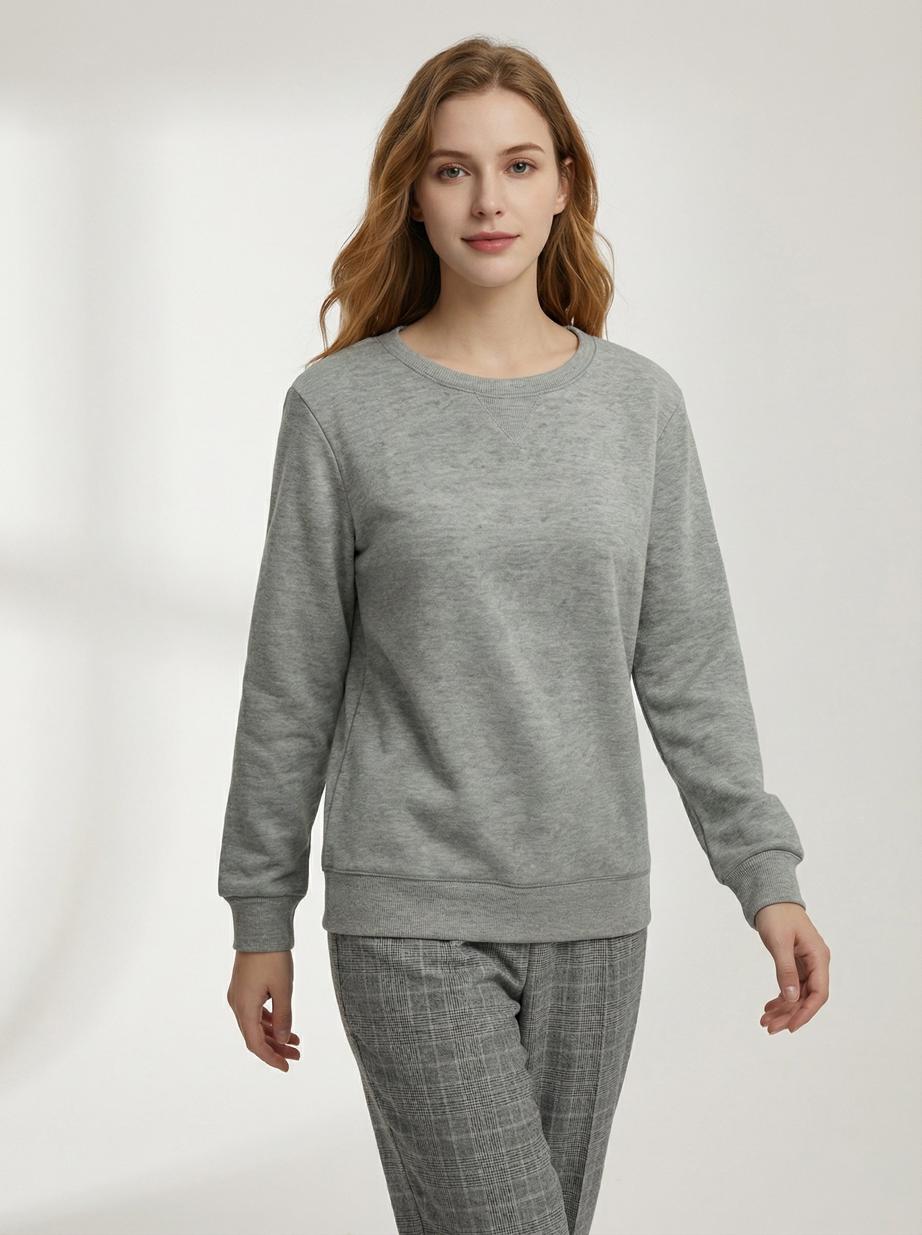 Felpa Girocollo Calda e Morbida in Misto Cotone Felpato