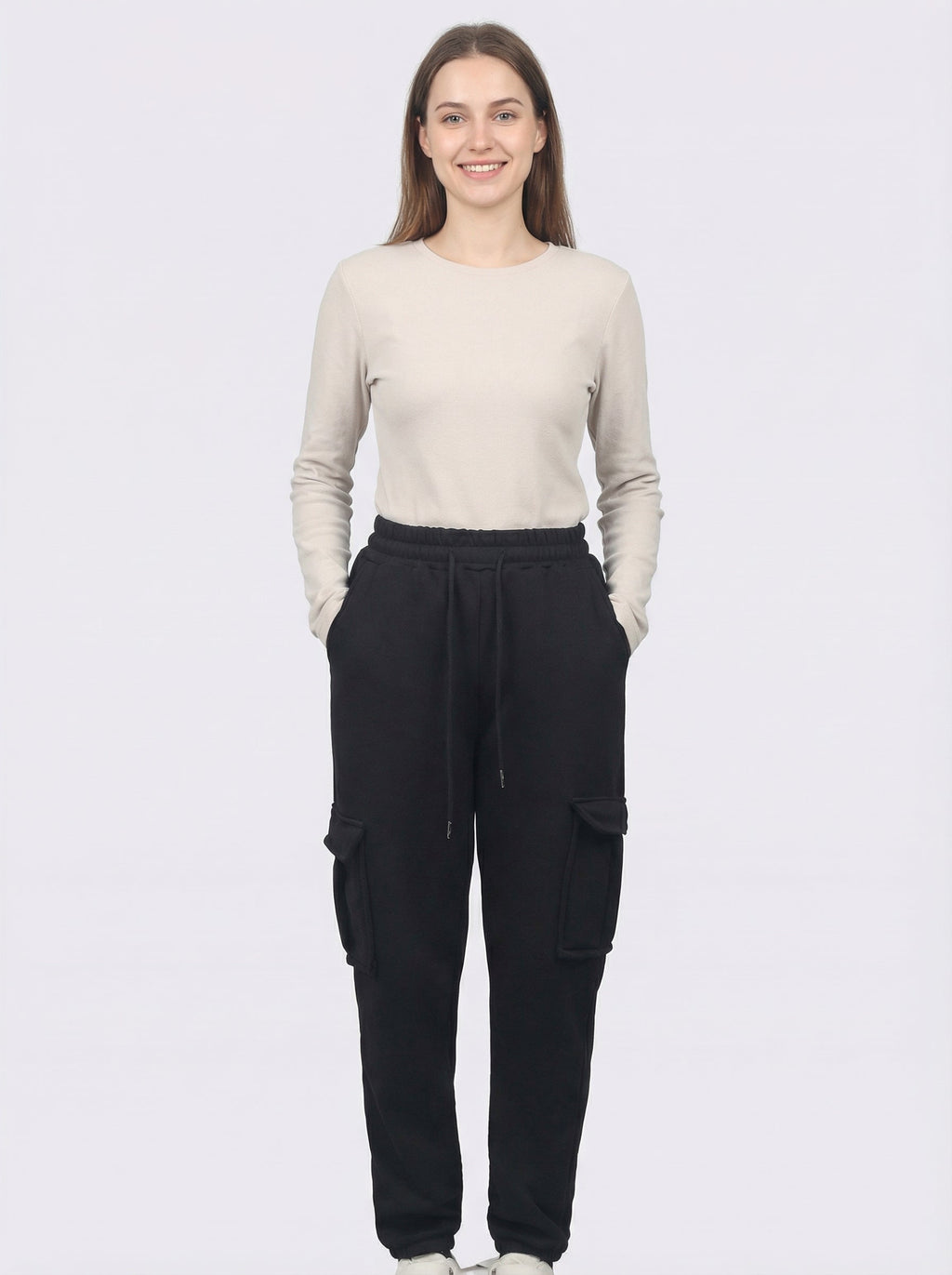 Pantaloni Cargo Felpati Jogger da Donna