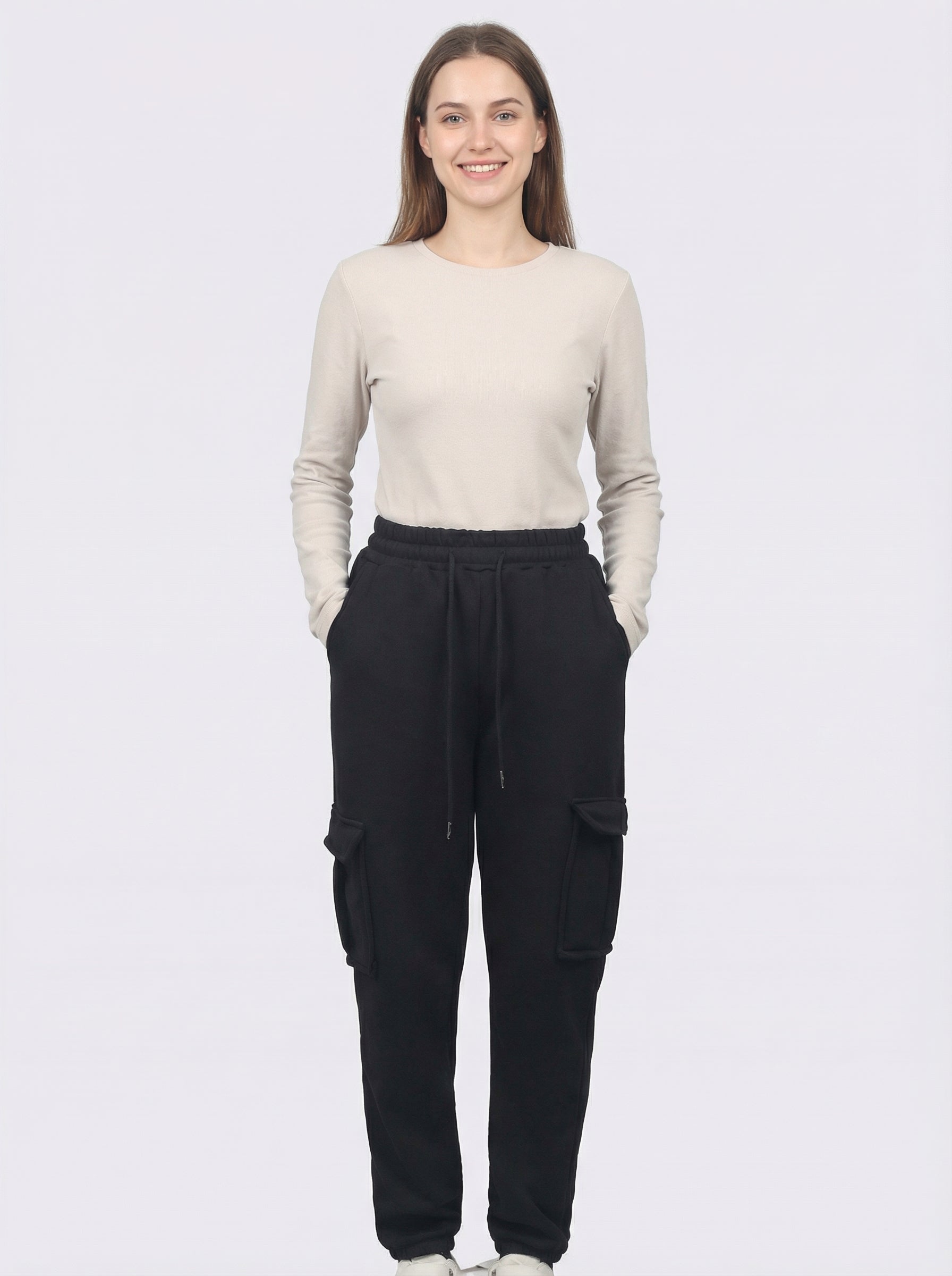 Pantaloni Cargo Felpati Jogger da Donna