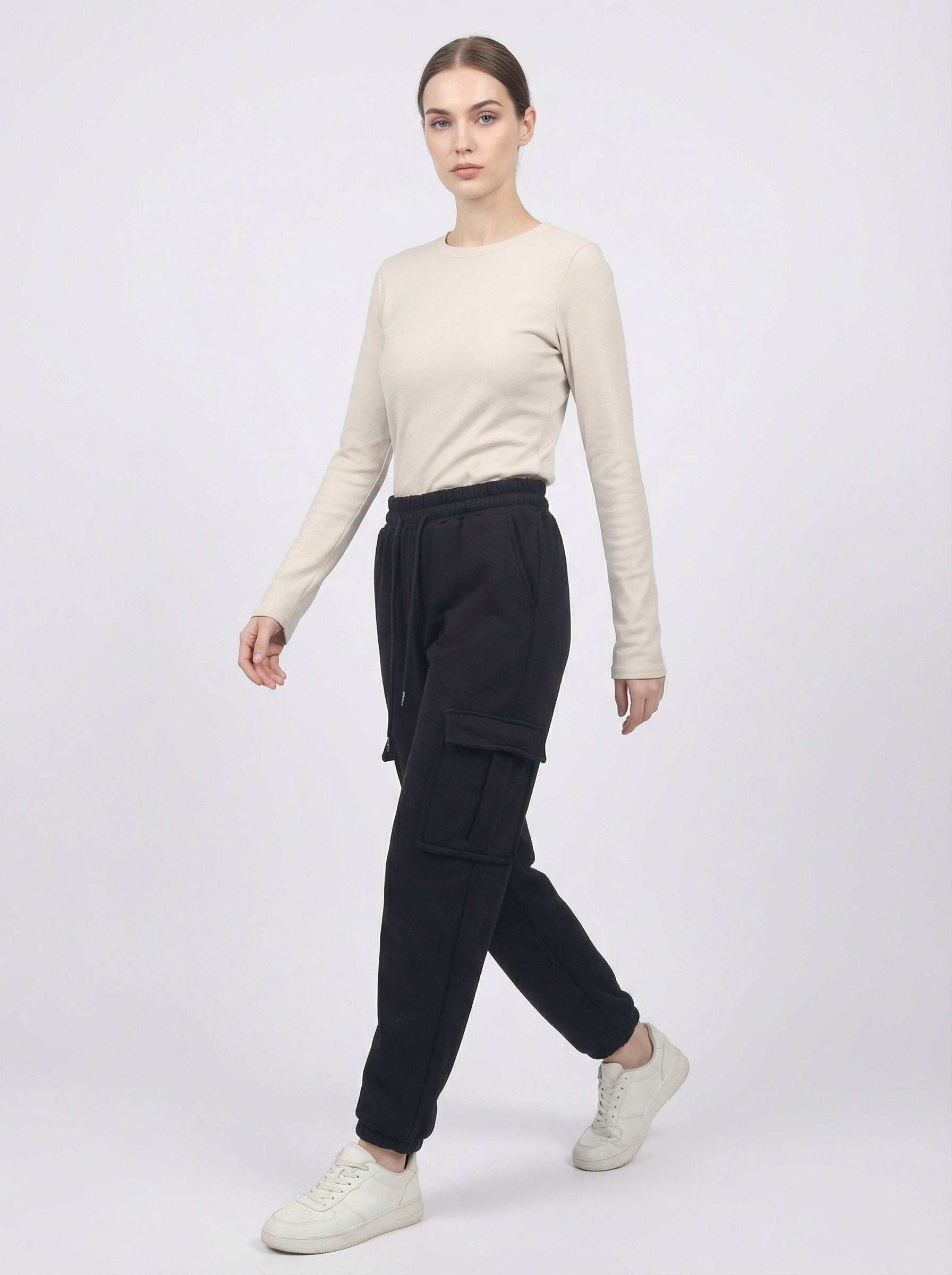 Pantaloni Cargo Felpati Jogger da Donna