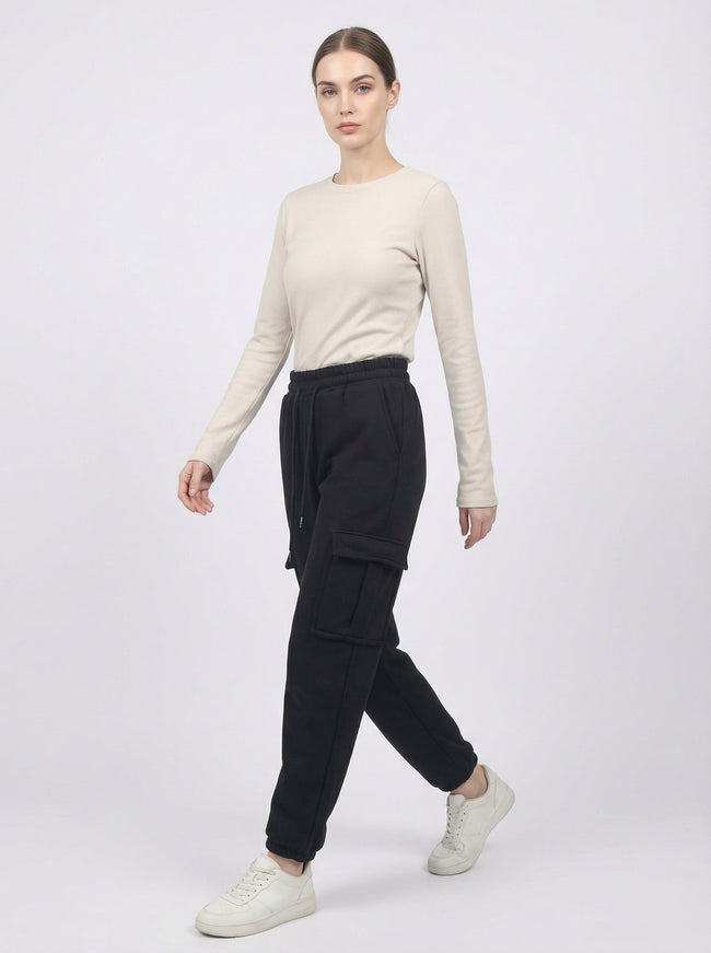 Pantaloni Cargo Felpati Jogger da Donna Main Image