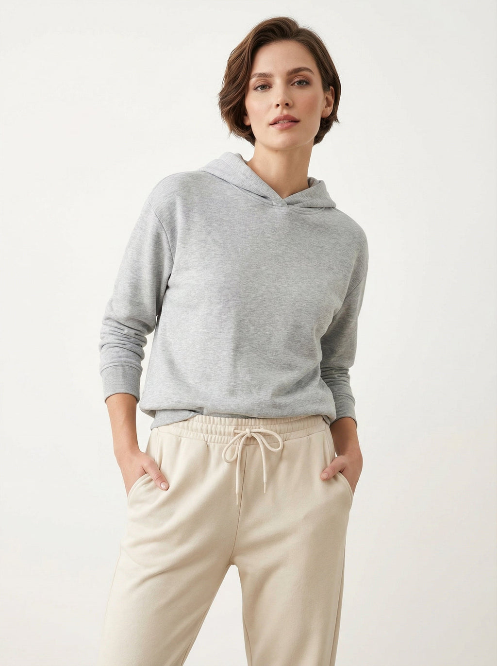 Joggers in Felpa Morbida con Coulisse e Polsini Caviglia