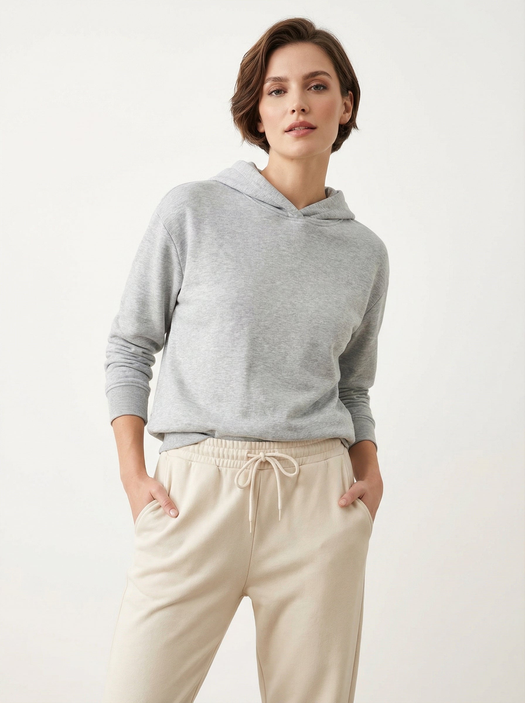 Joggers in Felpa Morbida con Coulisse e Polsini Caviglia