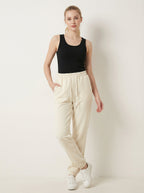 Joggers in Felpa Morbida con Coulisse e Polsini Caviglia