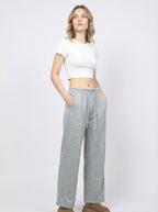 Pantaloni Tuta Donna Felpati Morbidi Gamba Larga con Coulisse