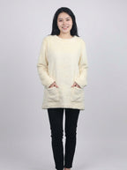 Felpa Oversize Calda e Morbida in Pile Corallo con Tasca