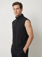 Gilet da Uomo Nero con Collo Alto e Zip Frontale