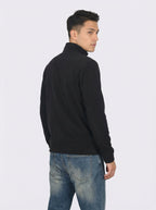 Felpa Uomo Nera Collo Alto in Pile con Mezza Zip