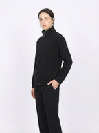 Felpa in Pile Calda con Zip e Collo Alto Donna