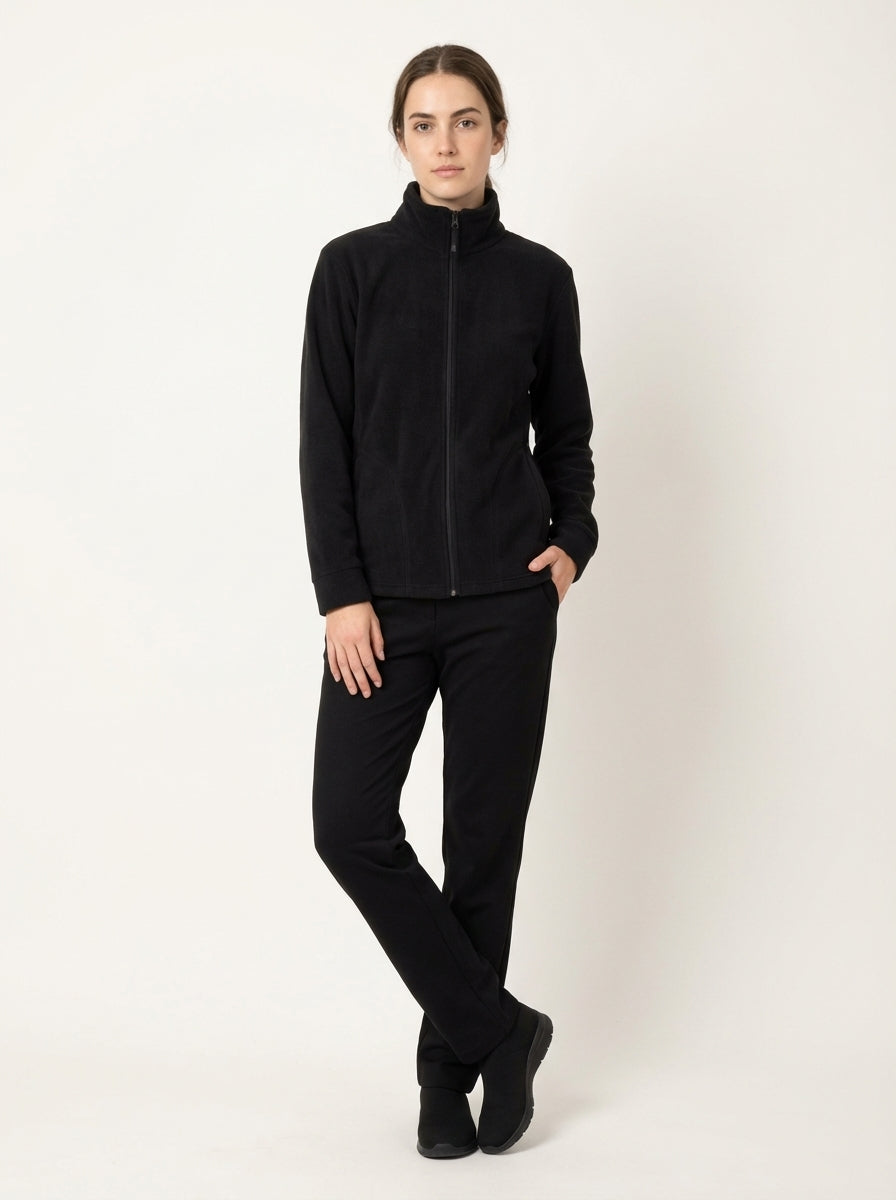 Felpa in Pile Calda con Zip e Collo Alto Donna